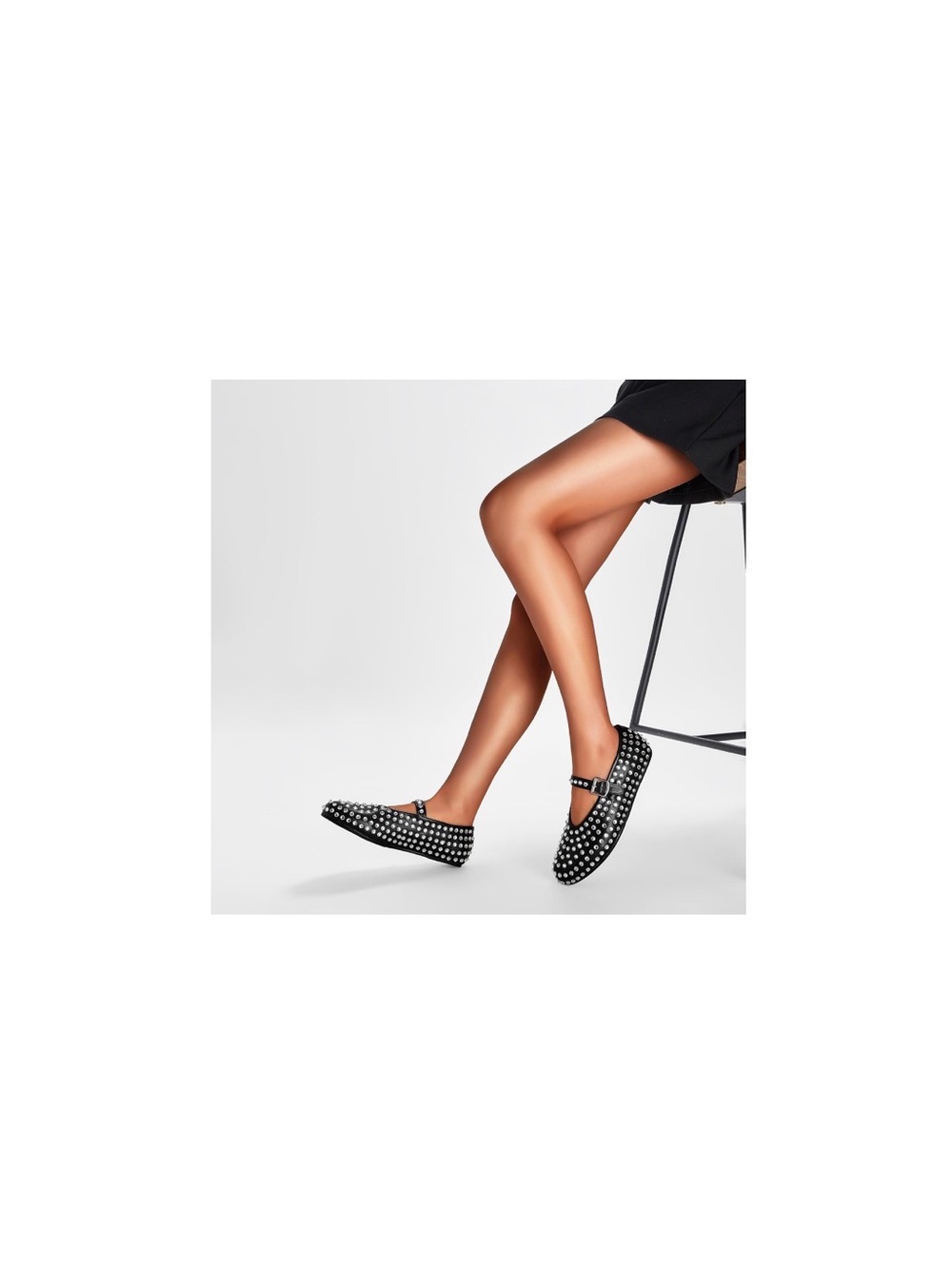 Studded Black Mary Jane Flats - Women's Fashion Slip-Ons